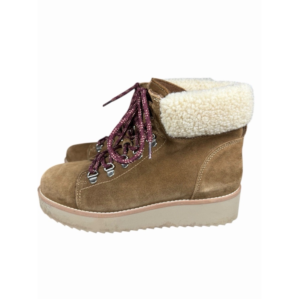 Sam Edelman Franc Shearling Lined Suede Hiking Boots Womens 8 Lug Sole Winter